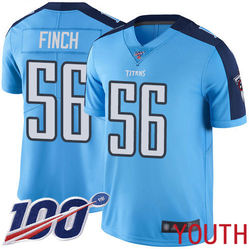Tennessee Titans Limited Light Blue Youth Sharif Finch Jersey NFL Football 56 100th Season Rush Vapor Untouchable